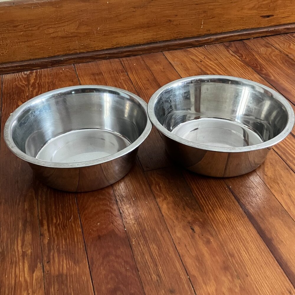 Set of 2 Nesting Stainless Steel Dog Bowls 3 Quart 12 Cup Large Breed